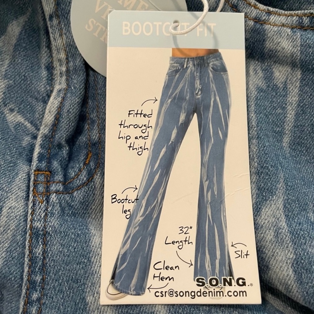 S.O.N.G bootcut fit side slit tie dye denim jeans size 7/28 New